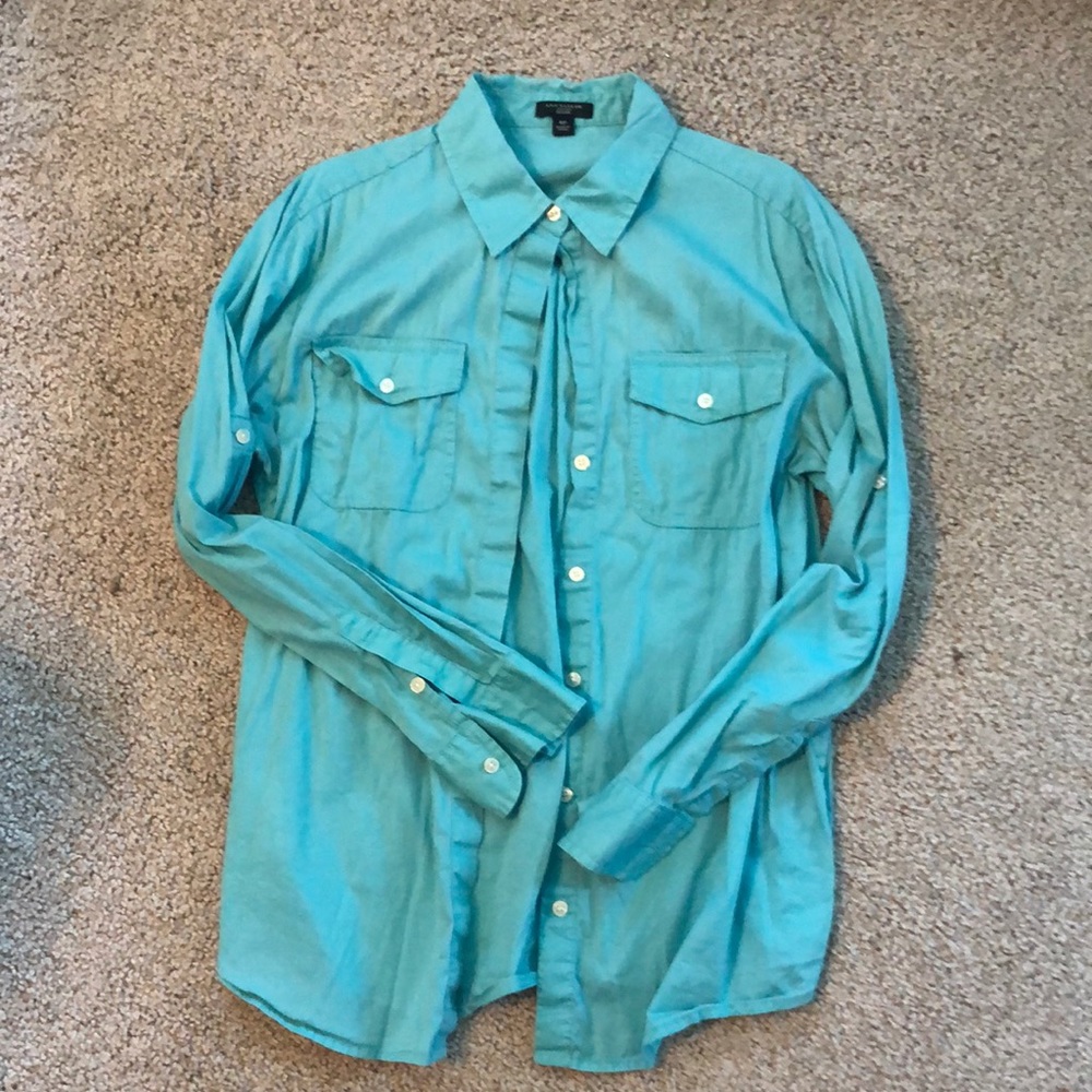 Ann Taylor Teal button down